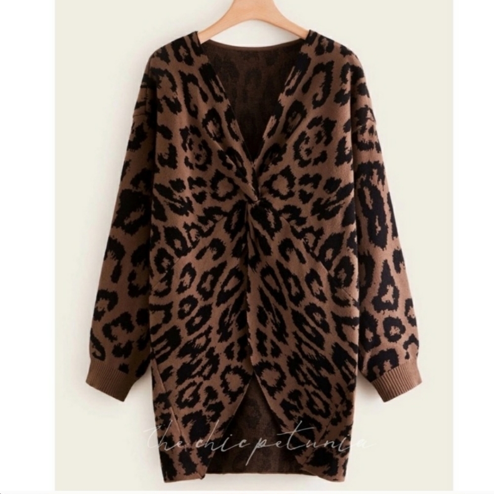 NWT Leopard Front Twist Sweater